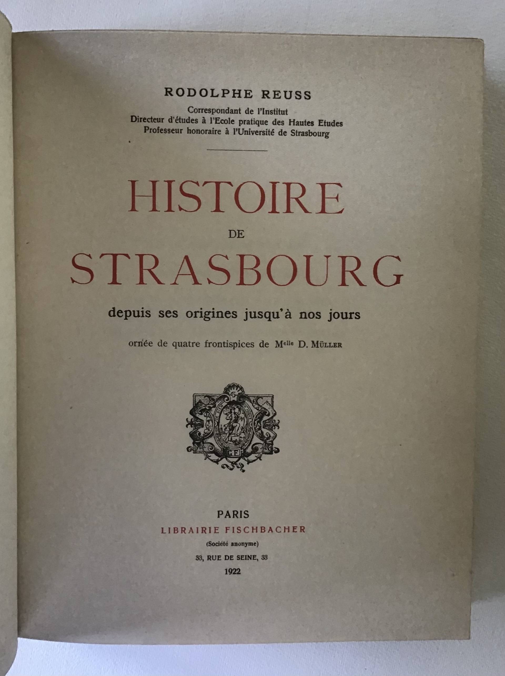 Histoire de Strasbourg. Rodolphe Reuss.