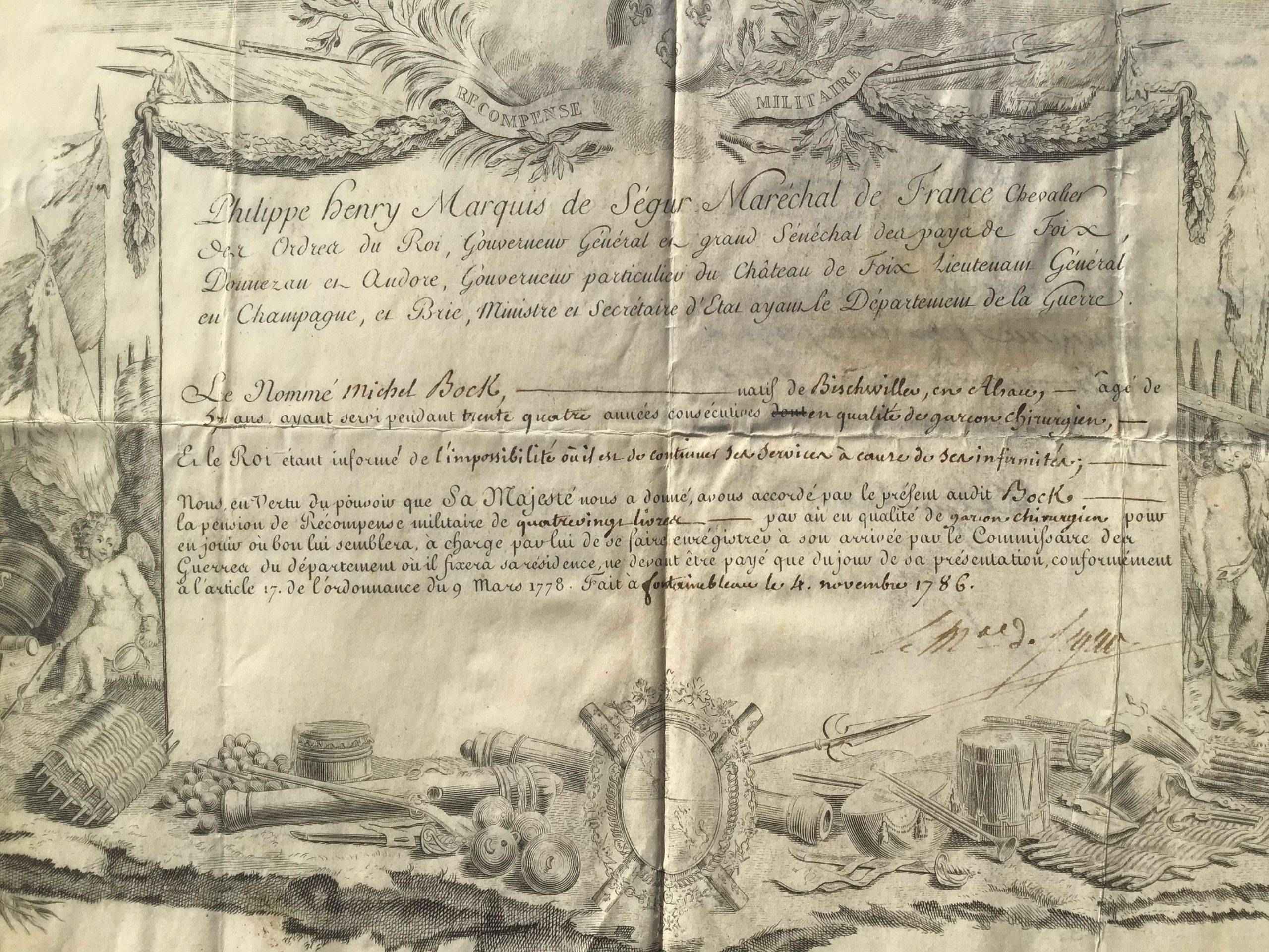 Diplôme de garçon chirurgien. Bischwiller en Alsace.