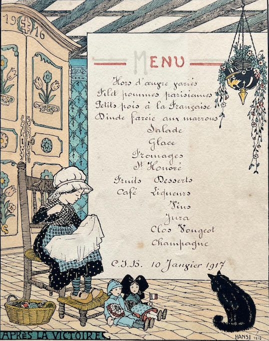 Hansi. Menu pour l'état major de l'armée britannique.