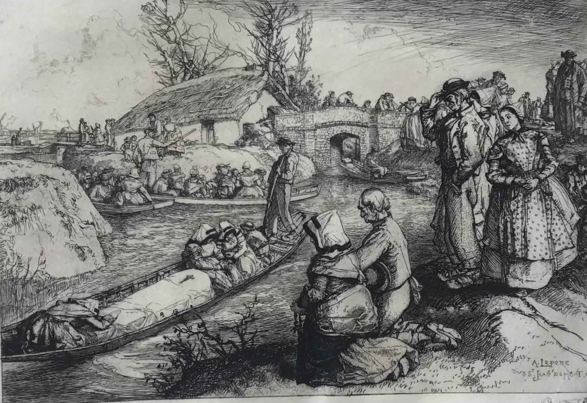 Auguste Louis Lepère. Un enterrement dans le marais Vendéen.