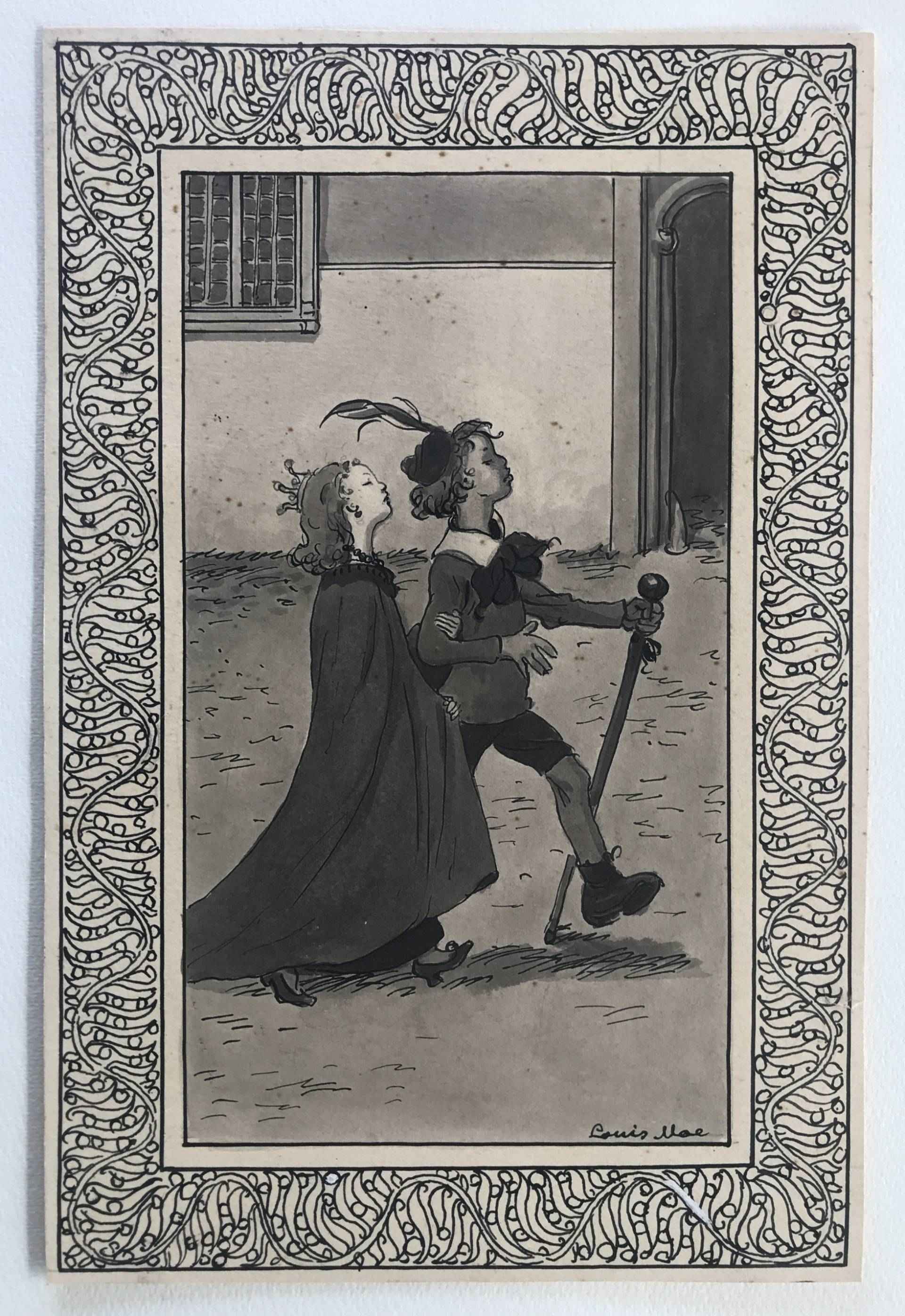 Louis Moe. Cinq dessins en grisaille.